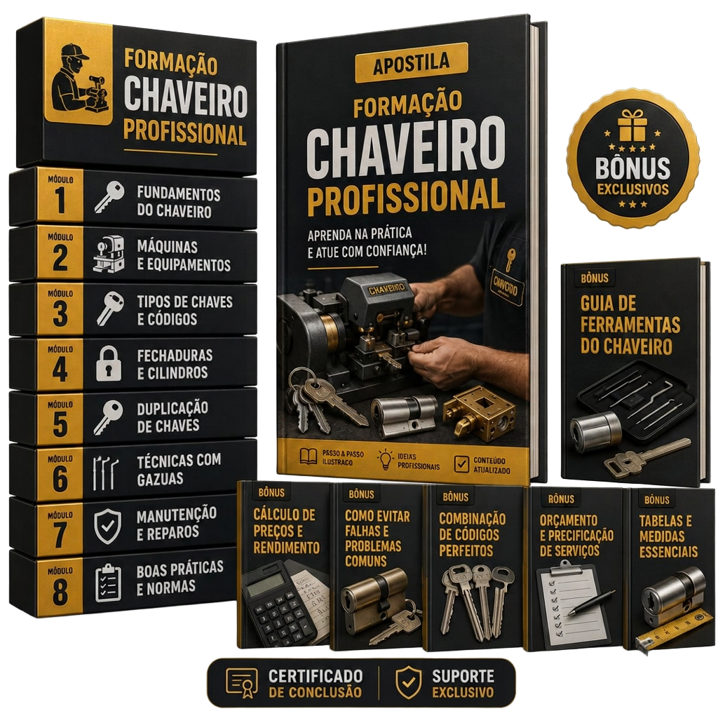 Kit do Curso Formação Chaveiro Profissional